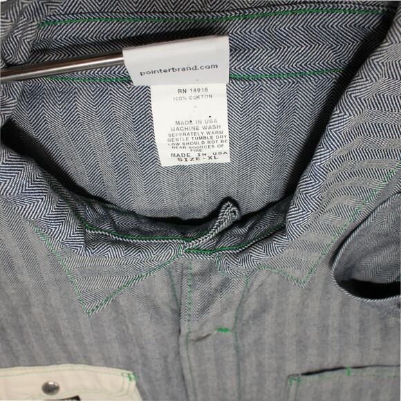 XL PointerBrand LCKing FisherStripe Chore Coat DrillDuckPocket GreenStitch USA - Picture 9 of 16